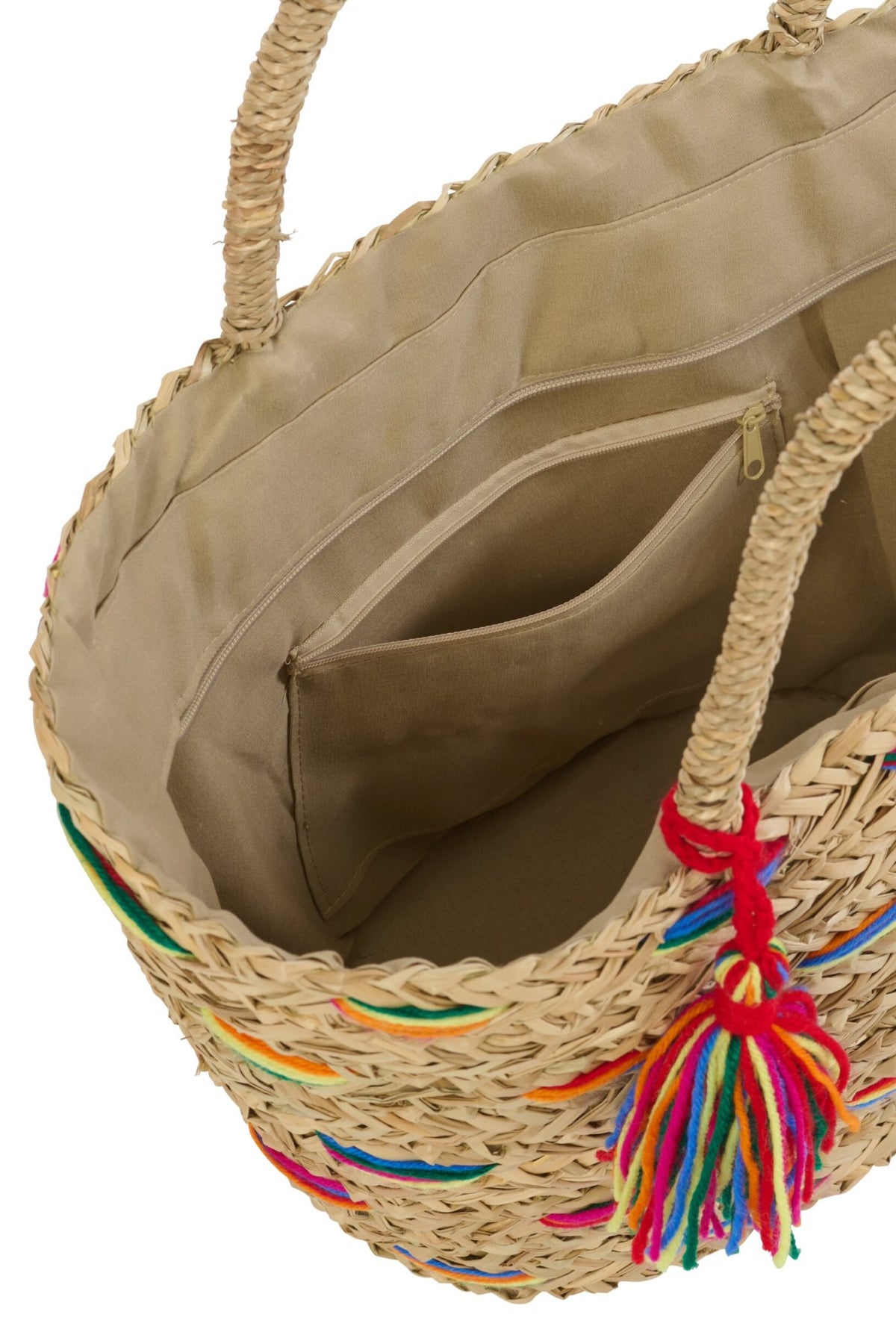 Tas gestreept zeegras meerkleurig assortiment van 2