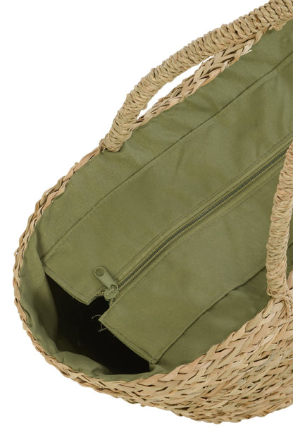 Tas blad zeegras naturel/olijf