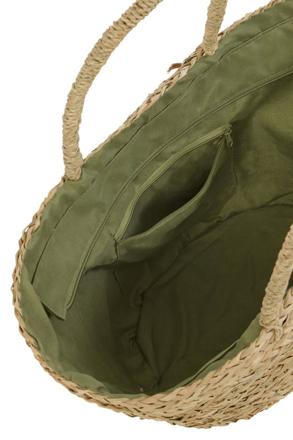 Tas blad zeegras naturel/olijf