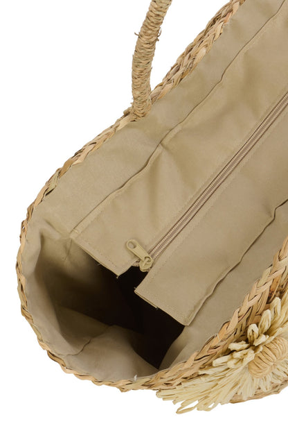 Tas zonnebloem zeegras naturel/kakigroen assortiment van 2