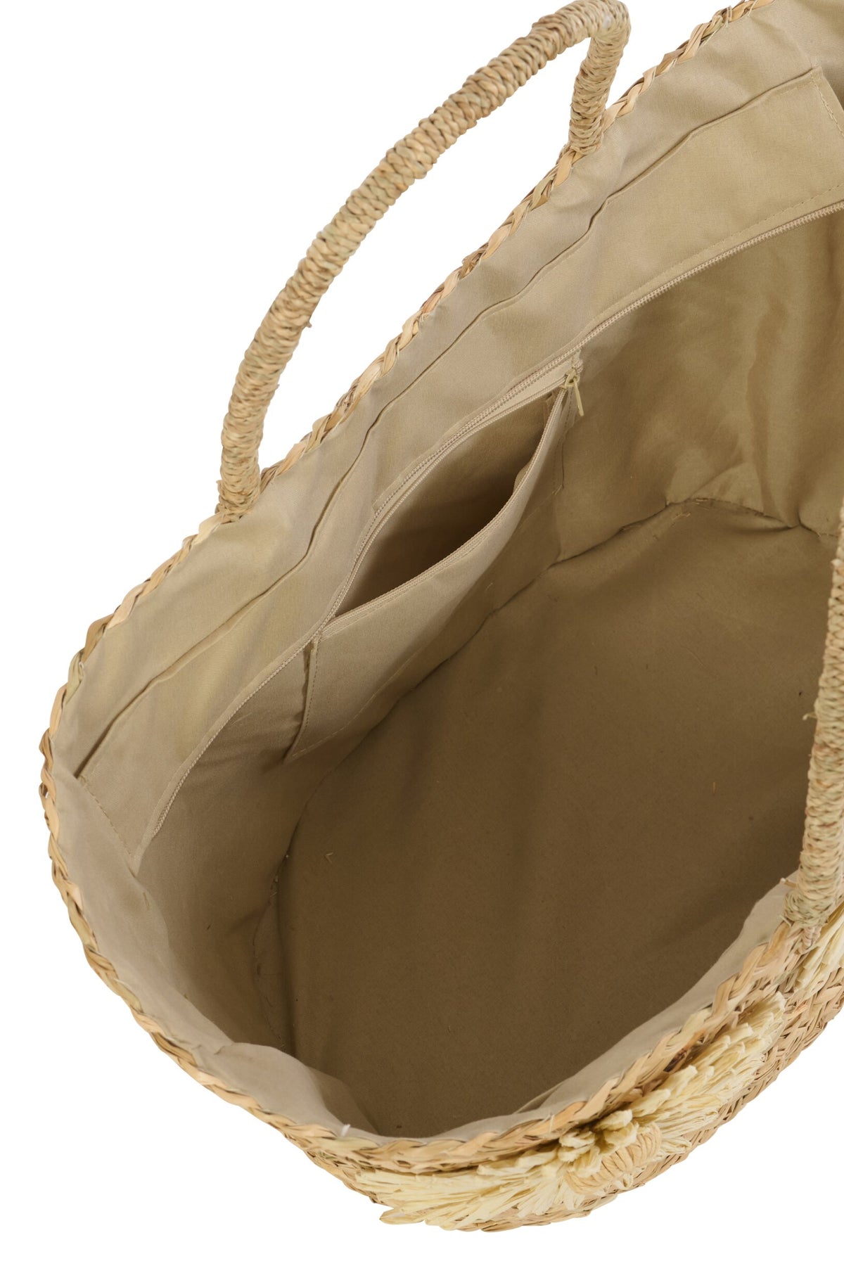 Tas zonnebloem zeegras naturel/kakigroen assortiment van 2