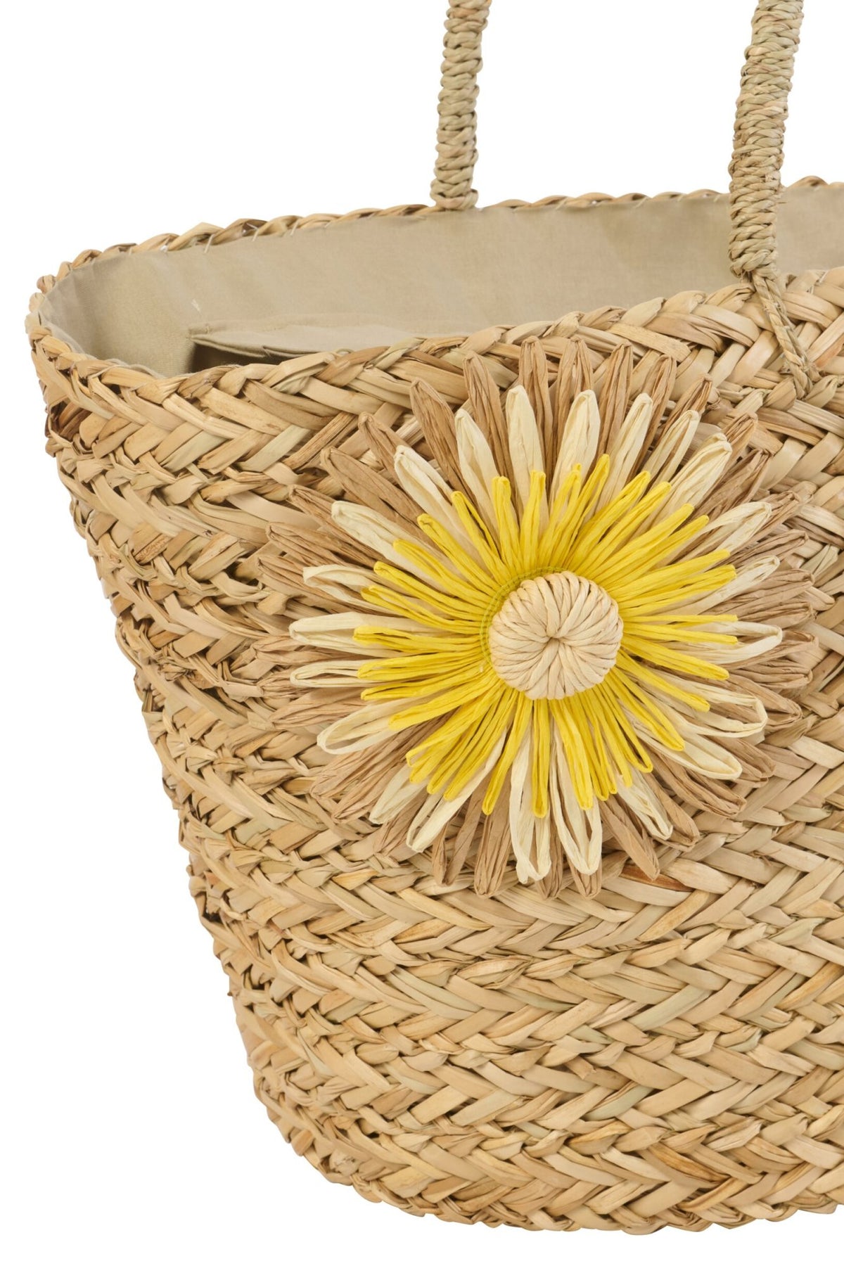 Tas zonnebloem zeegras geel/oranje assortiment van 2