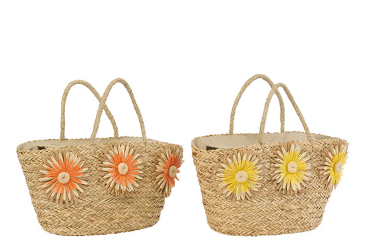 Tas zonnebloem zeegras geel/oranje assortiment van 2