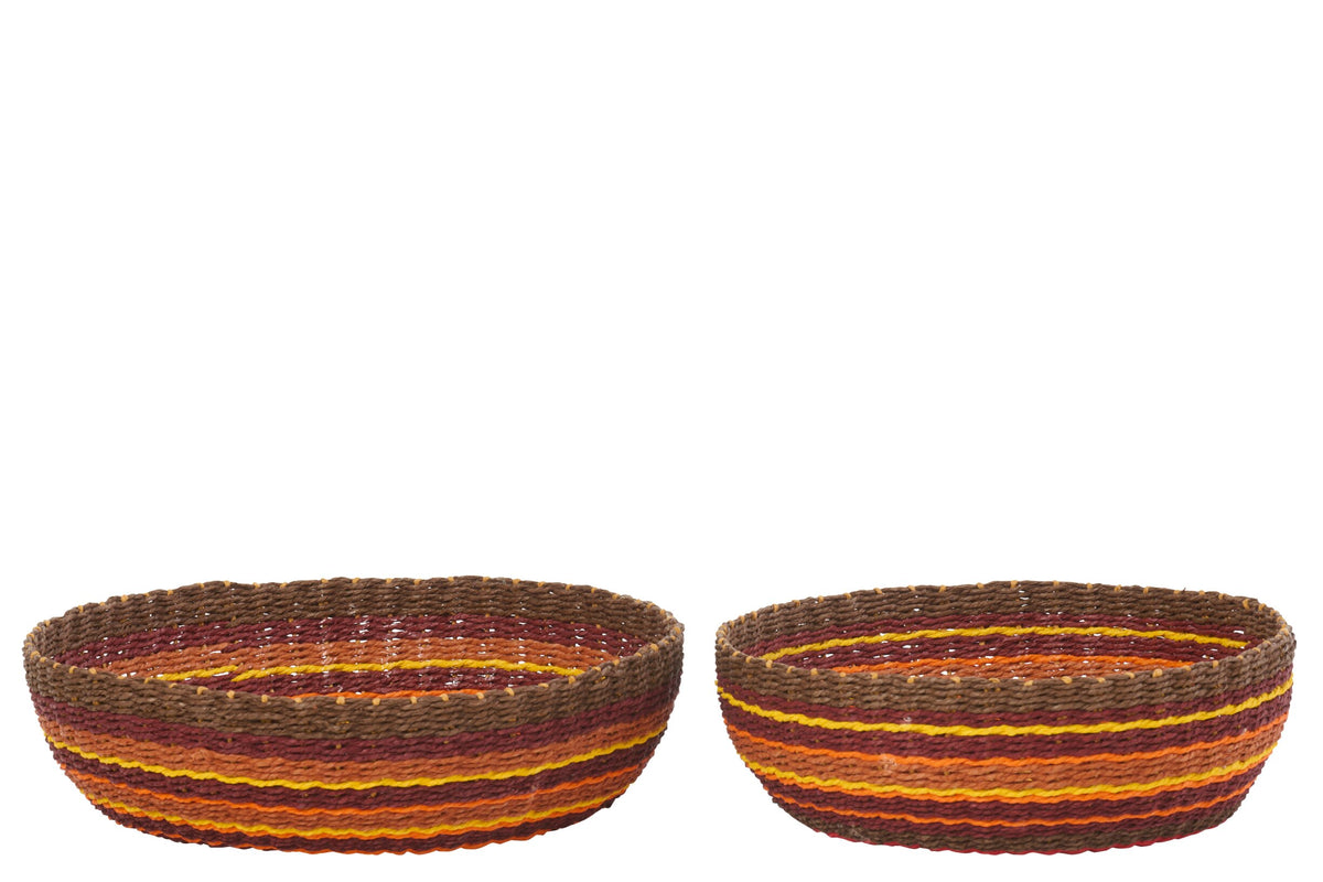 Set Of 2 Decorative Bowl Striped Paper Terracotta/Orange