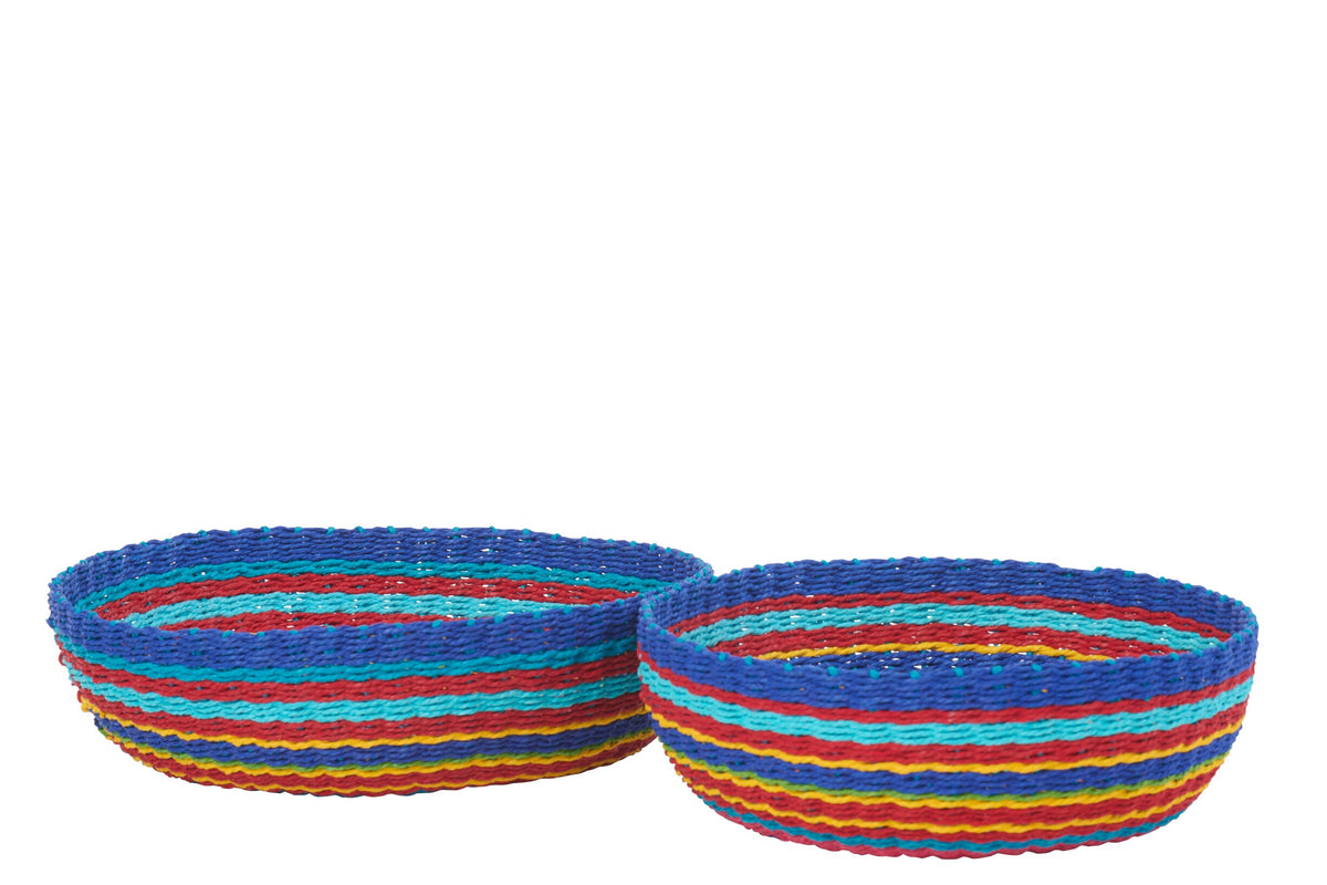 Set Of 2 Decorative Bowl Striped Paper Multi
