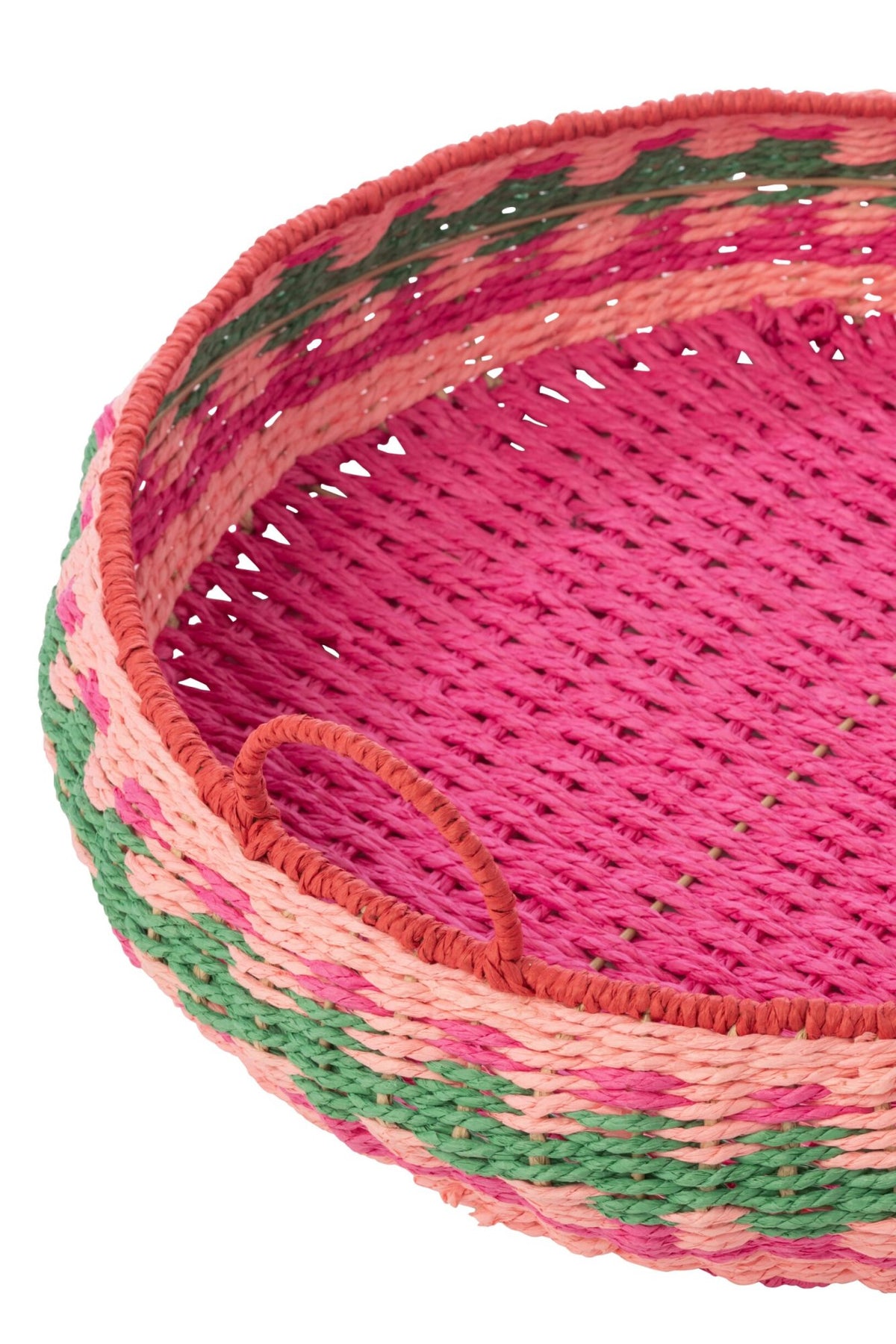 Set Of 2 Decorative Tray With Handles Round Paper Multi