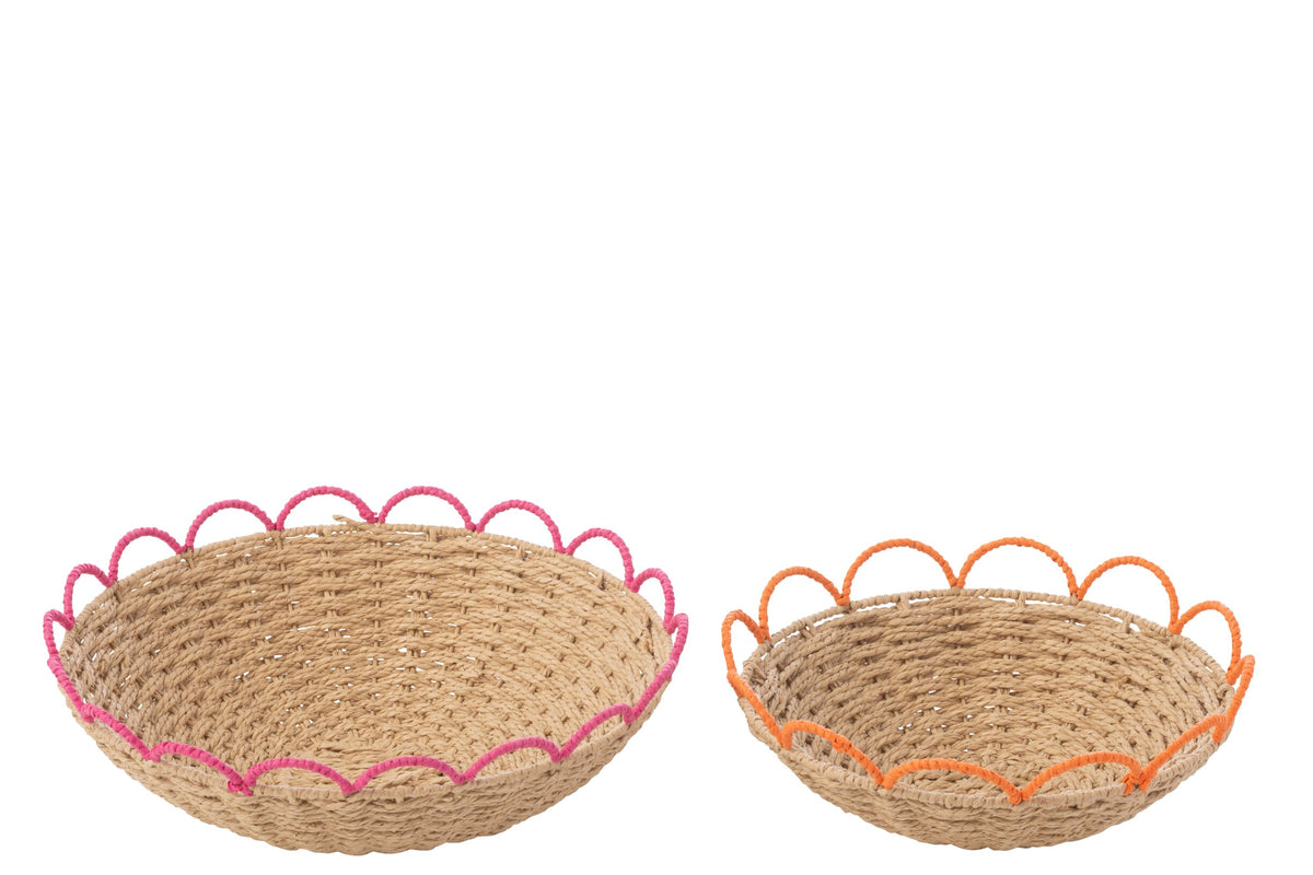 Set Of 2 Decorative Tray Paper Pink/Orange