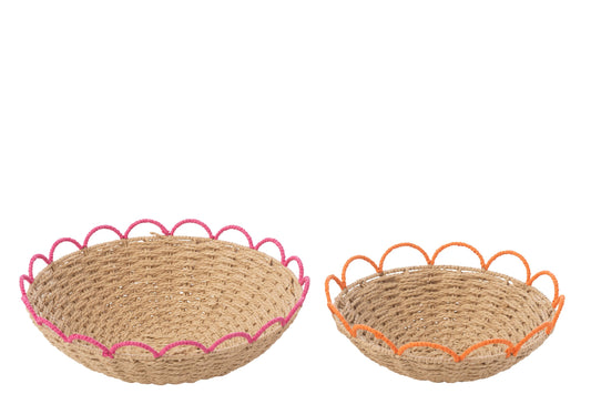 Set Of 2 Decorative Tray Paper Pink/Orange