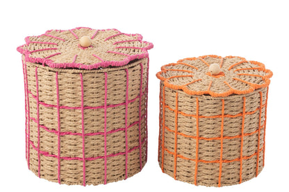 Set of 2 pink/orange paper baskets
