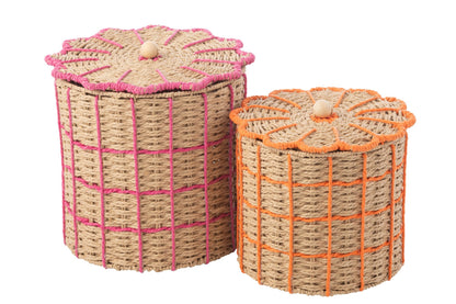 Set of 2 pink/orange paper baskets