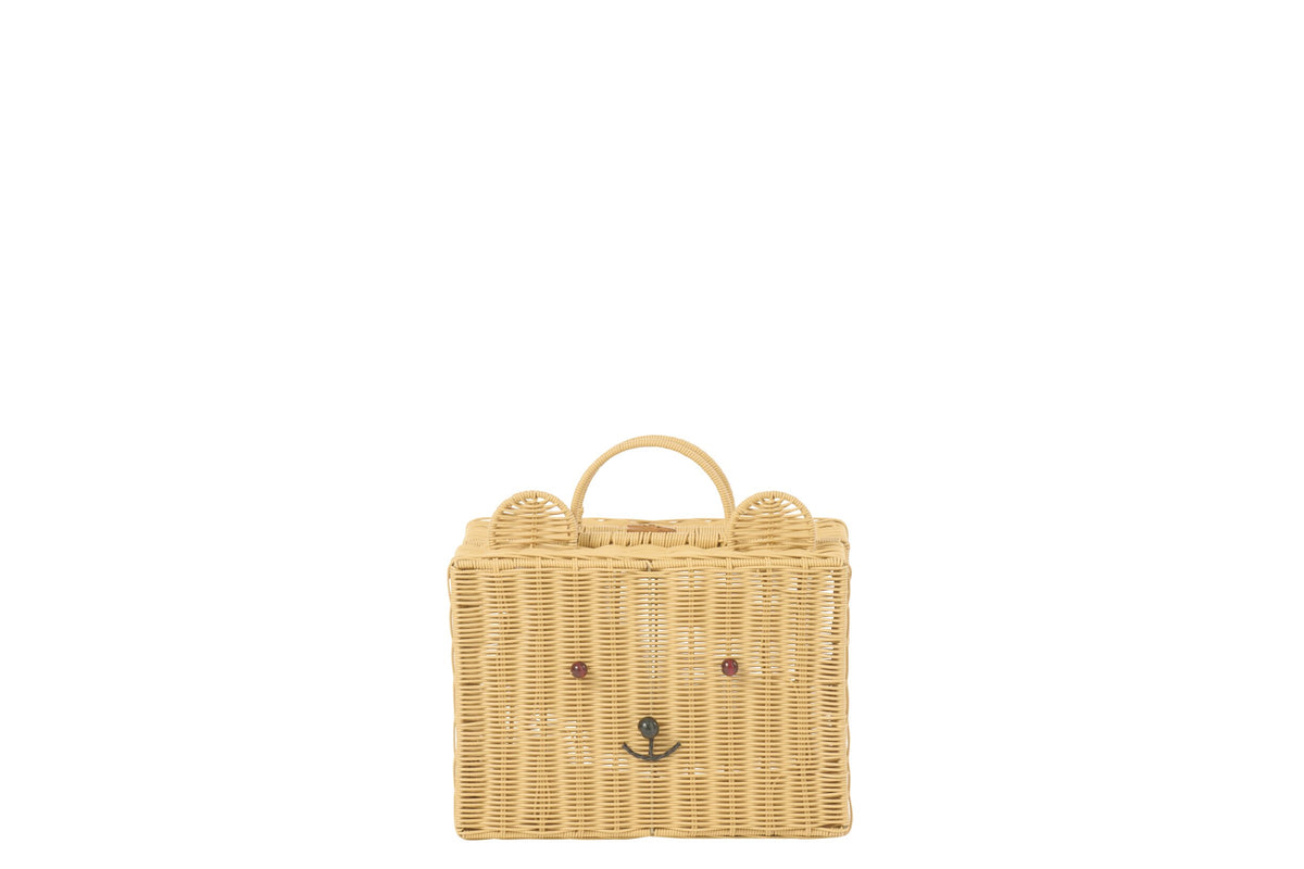 Small natural synthetic basket suitcase