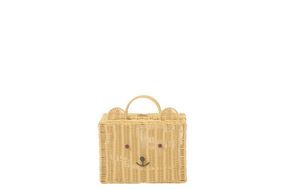 Small natural synthetic basket suitcase