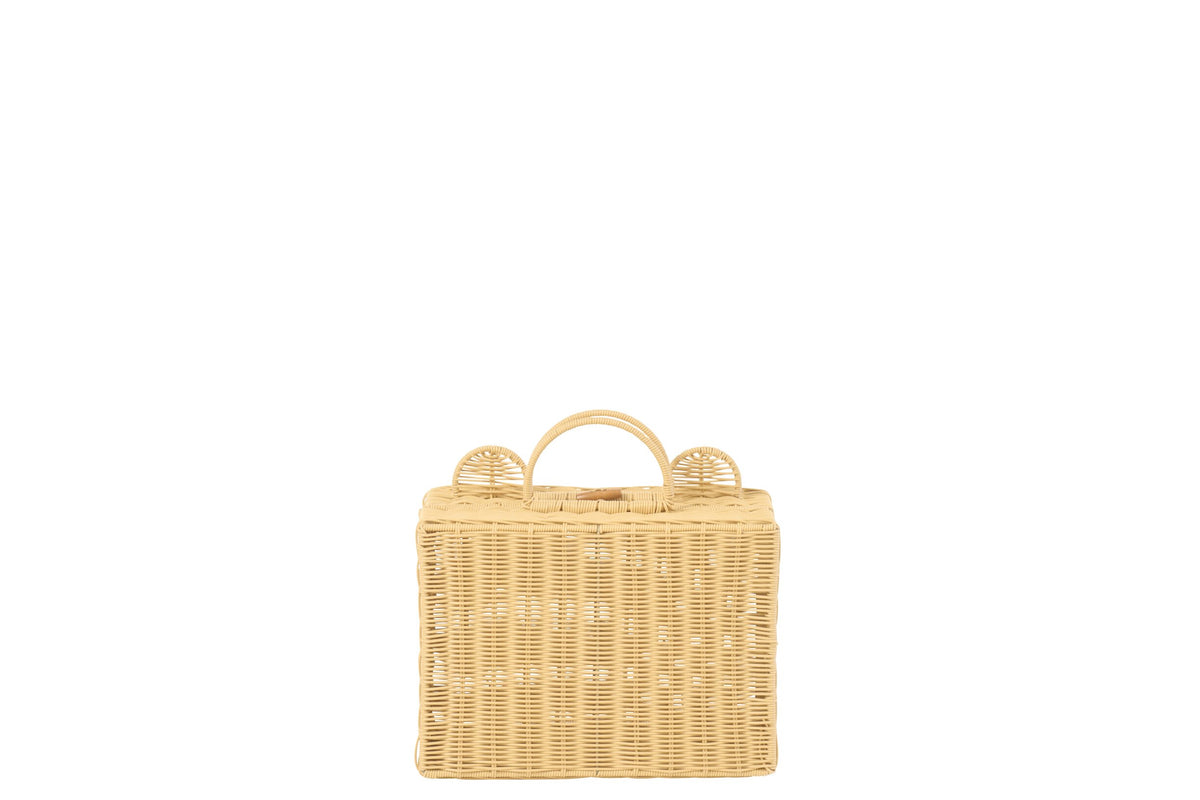 Small natural synthetic basket suitcase