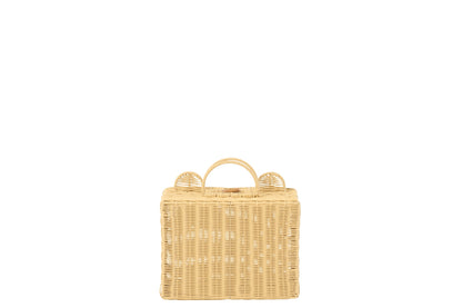 Small natural synthetic basket suitcase