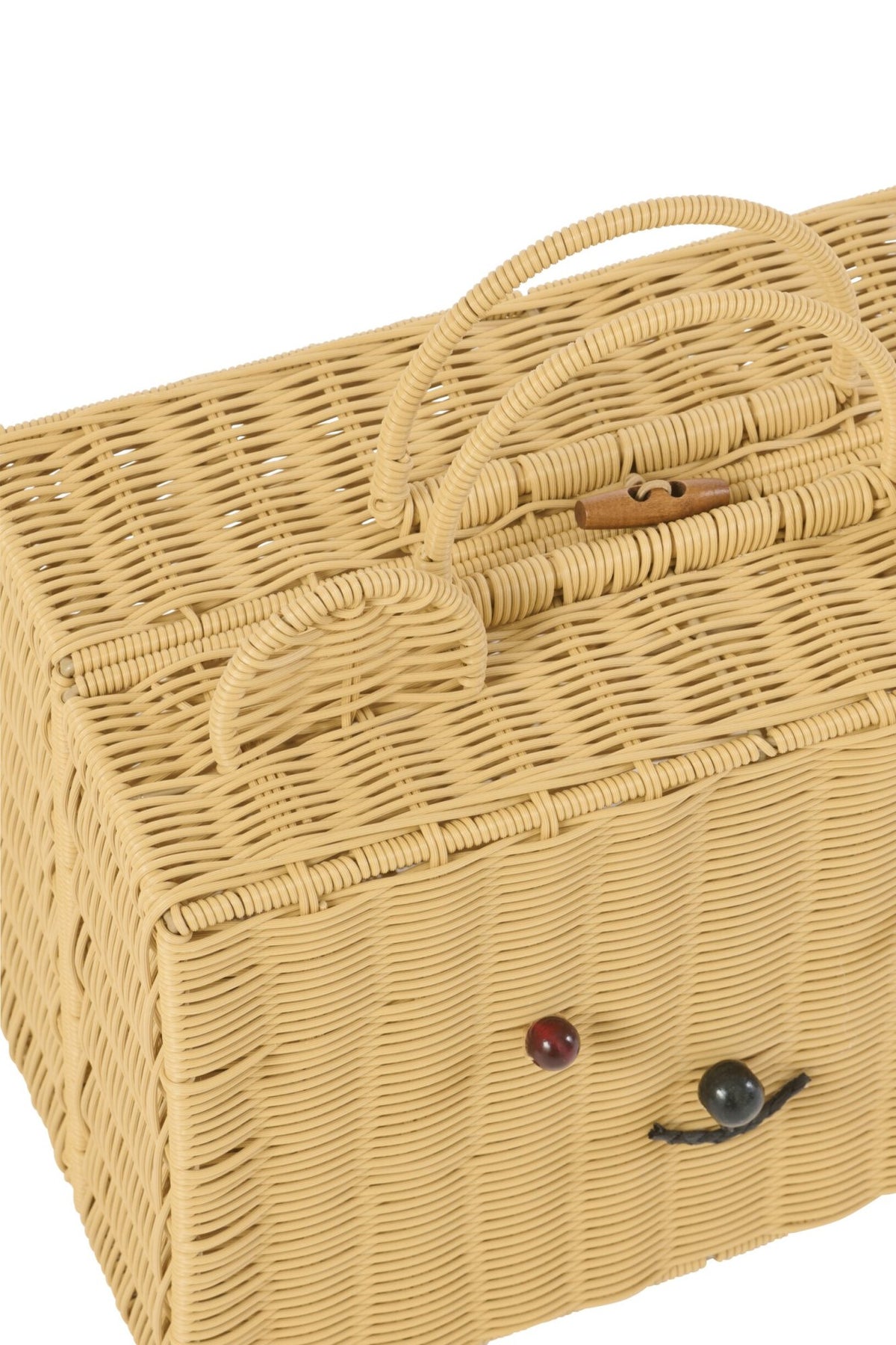 Small natural synthetic basket suitcase