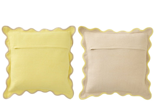 Cushion Scalloped Cotton Yellow/Beige Assortment Of 2