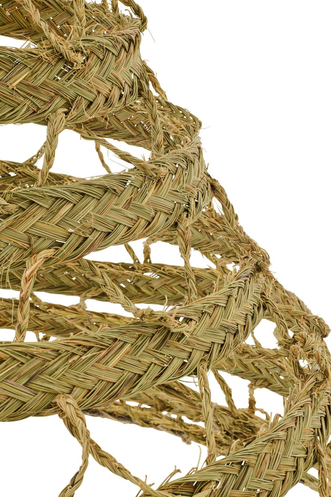 Small natural grass woven lampshade with fringes