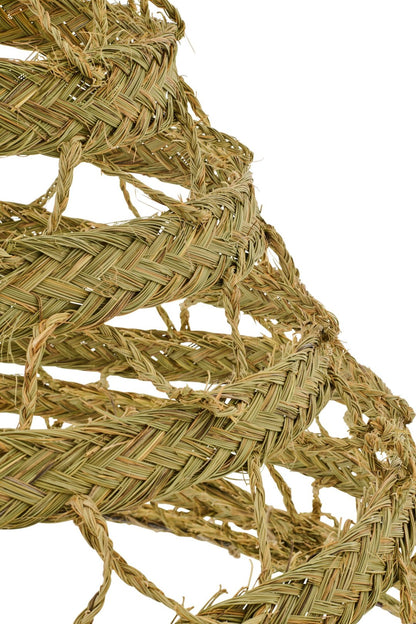 Small natural grass woven lampshade with fringes