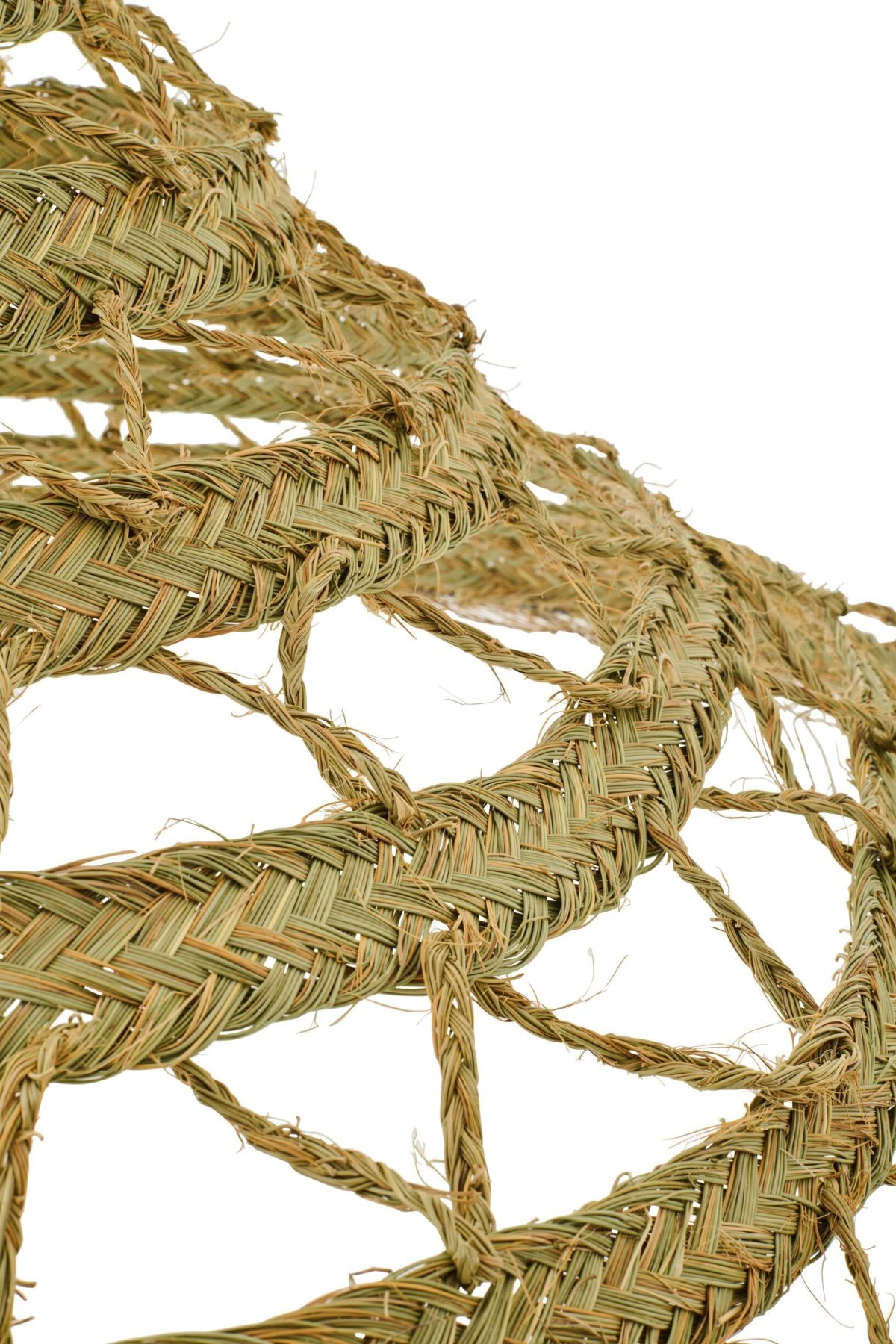 Abat-jour tressé + franges en herbe naturelle grand