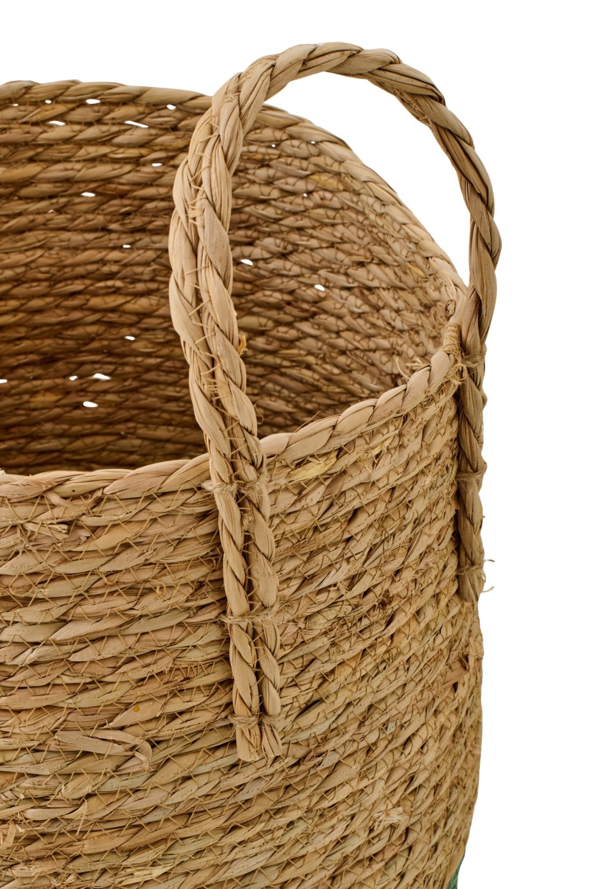 Set van 3 mand met handvatten bies naturel/grijsgroen