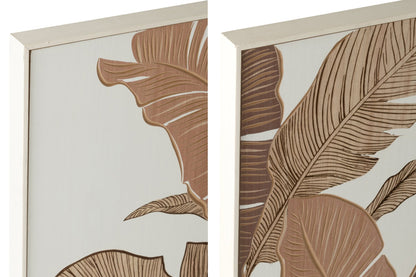 Wall Decoration Wood Carved Pinewood Brown/Off-White Assortment Of 2