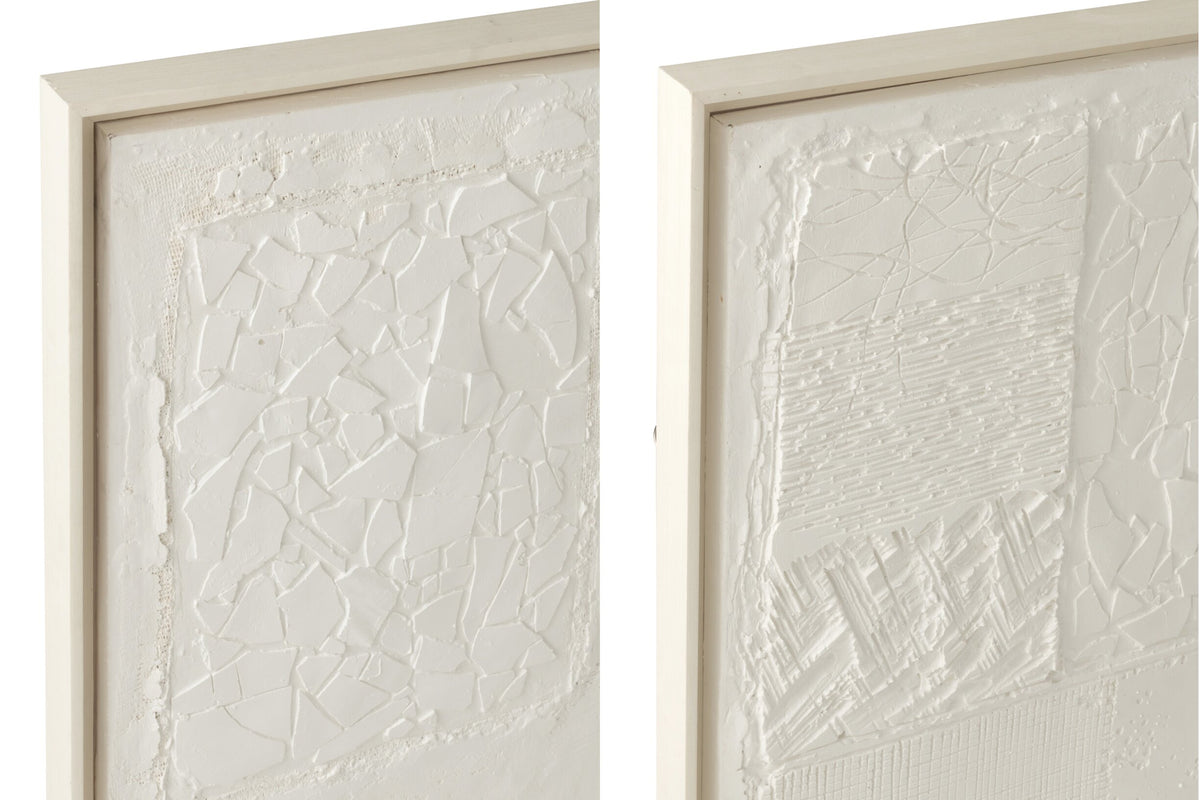 Set Of 2 Painting Plaster Pinewood White