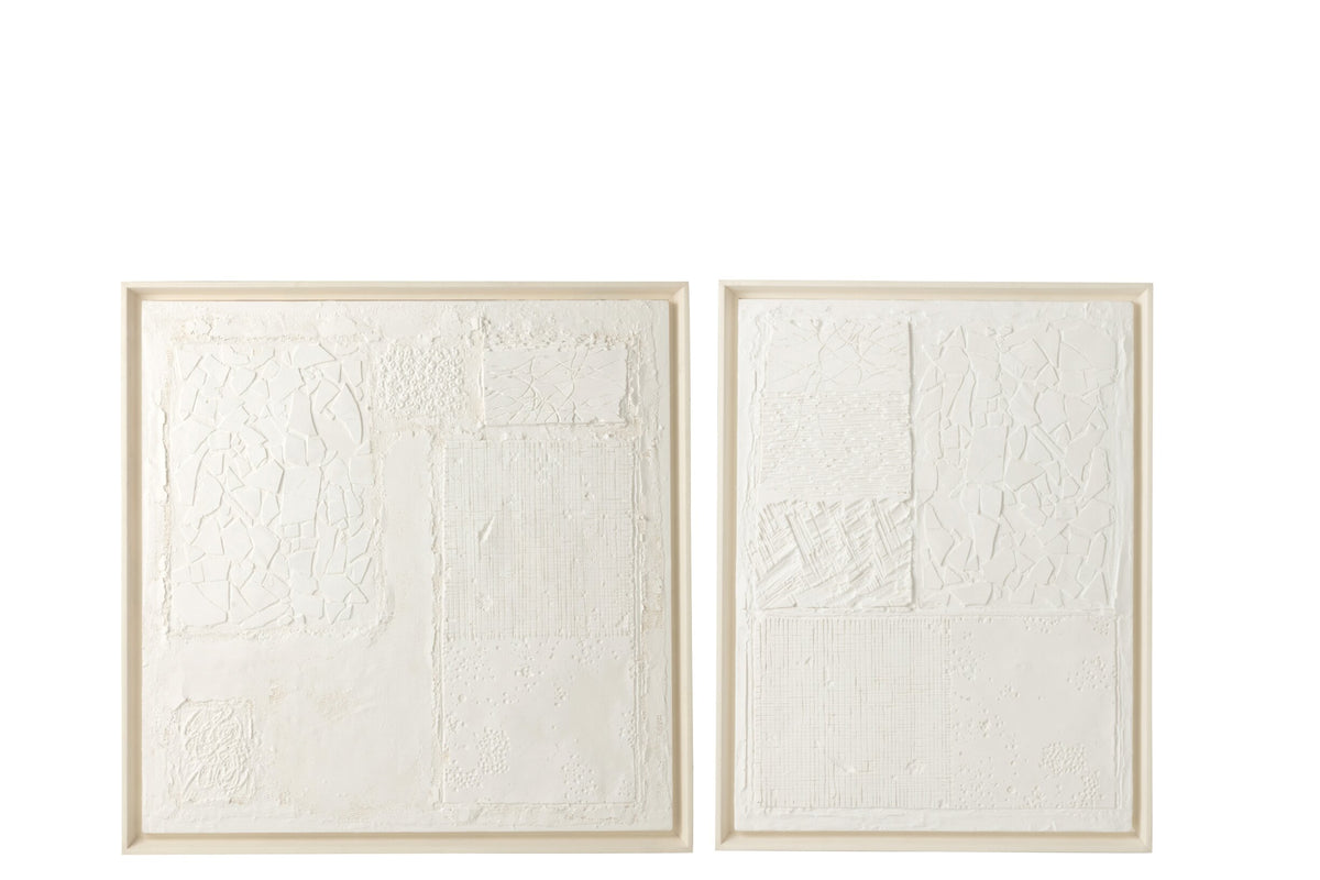 Set Of 2 Painting Plaster Pinewood White