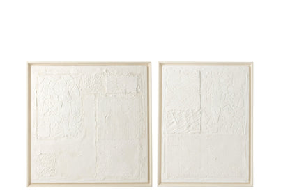 Set Of 2 Painting Plaster Pinewood White