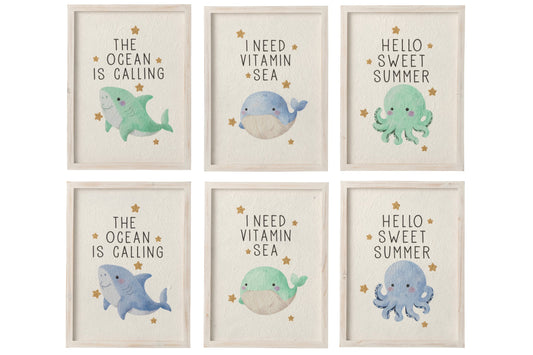 Wall Decoration Sea Animals Paper Multicolored Assortment Of 6