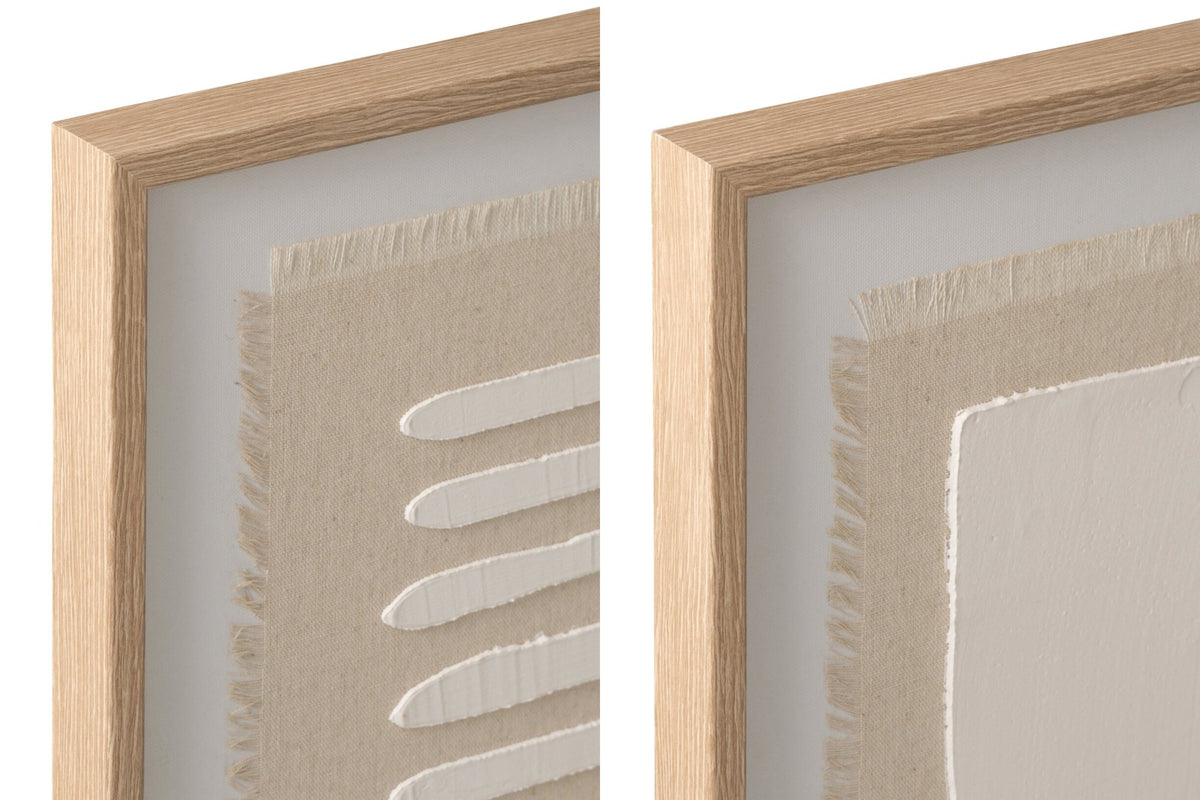 Wall Decoration Abstract Canvas Natural/White Assortment Of 2