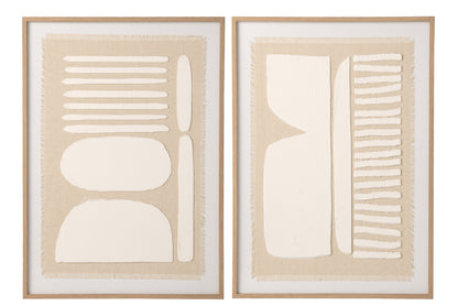 Wall Decoration Abstract Canvas Natural/White Assortment Of 2