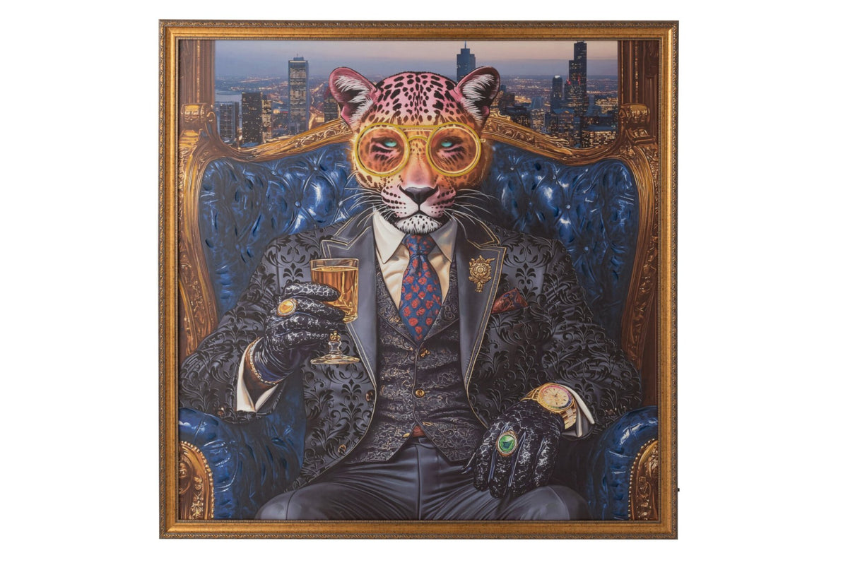 Painting LED Leopard Square Canvas Multicolored