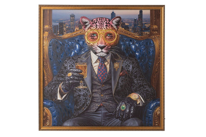 Painting LED Leopard Square Canvas Multicolored