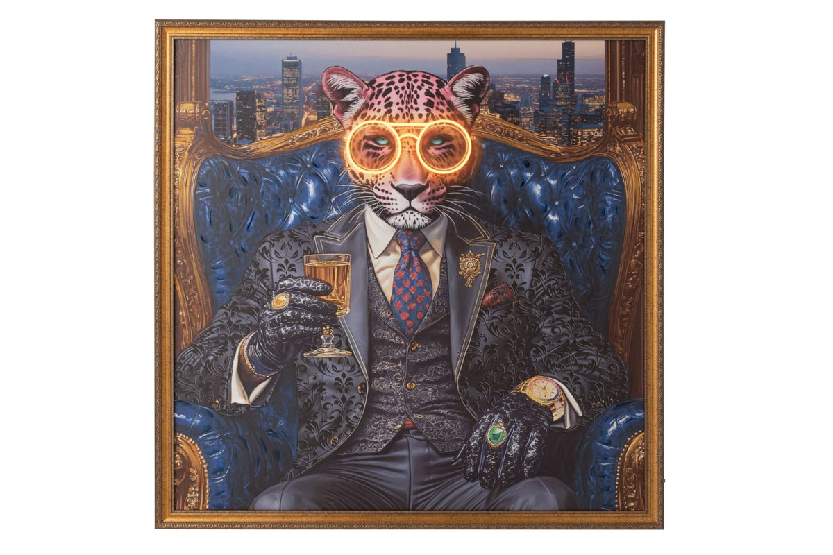 Painting LED Leopard Square Canvas Multicolored