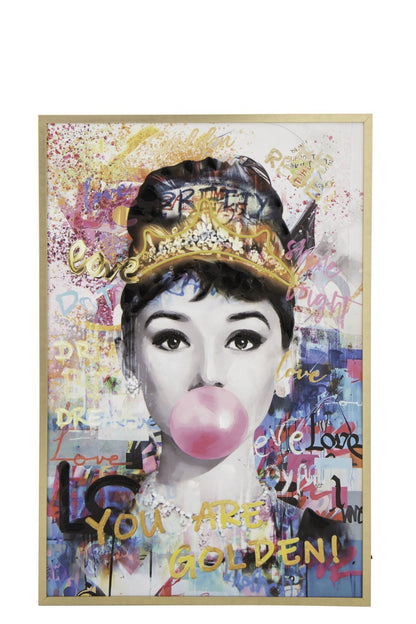 Painting LED Lady Rectangle Canvas Multicolored