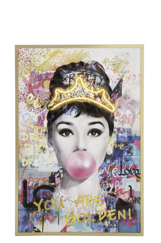 Painting LED Lady Rectangle Canvas Multicolored