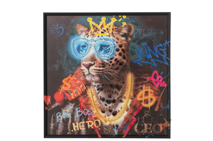 Painting LED Monkey Square Canvas Multicolored
