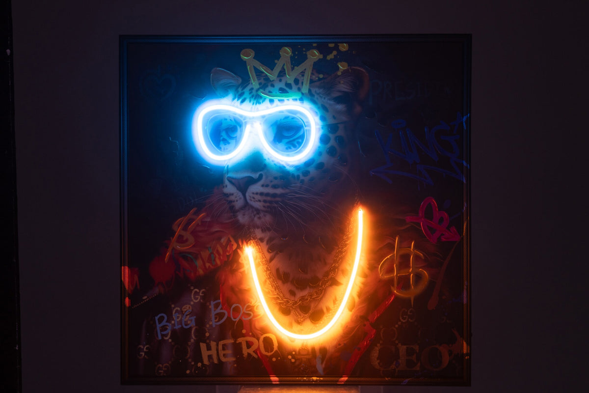 Painting LED Monkey Square Canvas Multicolored