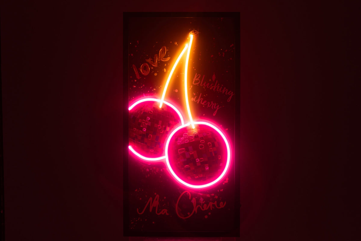 Painting LED Cherry Rectangle Canvas Multicolored
