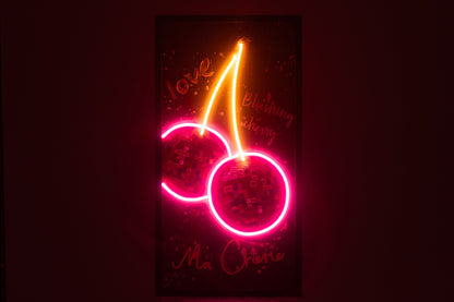 Painting LED Cherry Rectangle Canvas Multicolored