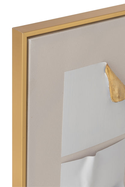 Painting Men Running Square Acrylic White/Gold Colored