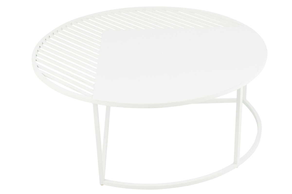 Side Table Outdoor Round Metal White
