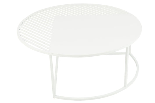 Side Table Outdoor Round Metal White