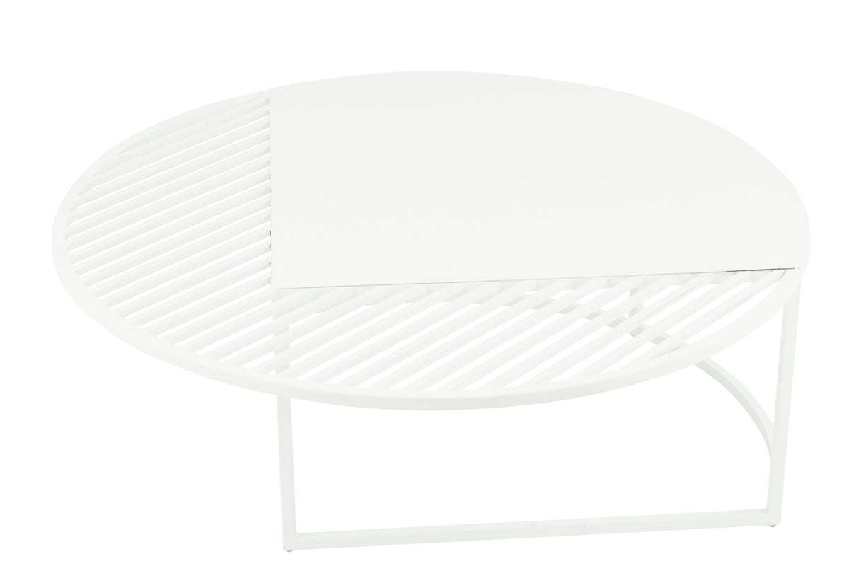Side Table Outdoor Round Metal White
