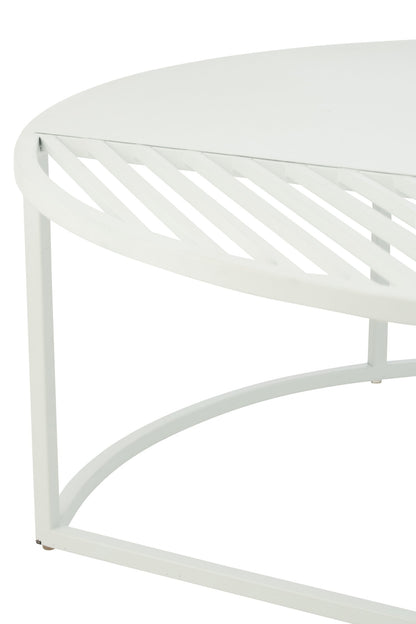 Side Table Outdoor Round Metal White