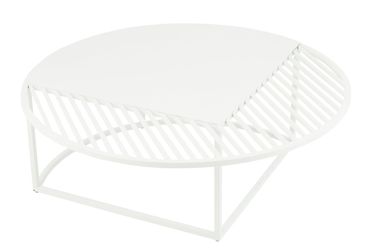 Side Table Outdoor Round Metal White
