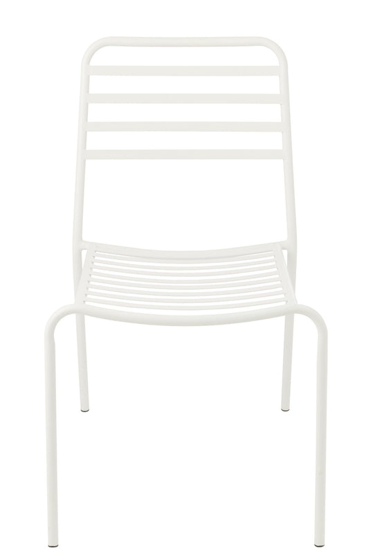 Garden Chair Striped Metal White