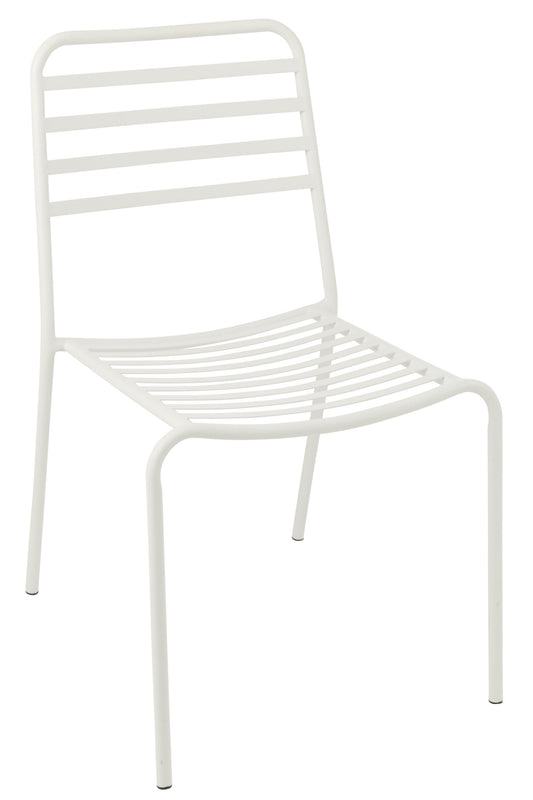 Garden Chair Striped Metal White