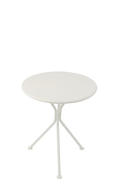 Garden Table Tripod Round Metal White Small