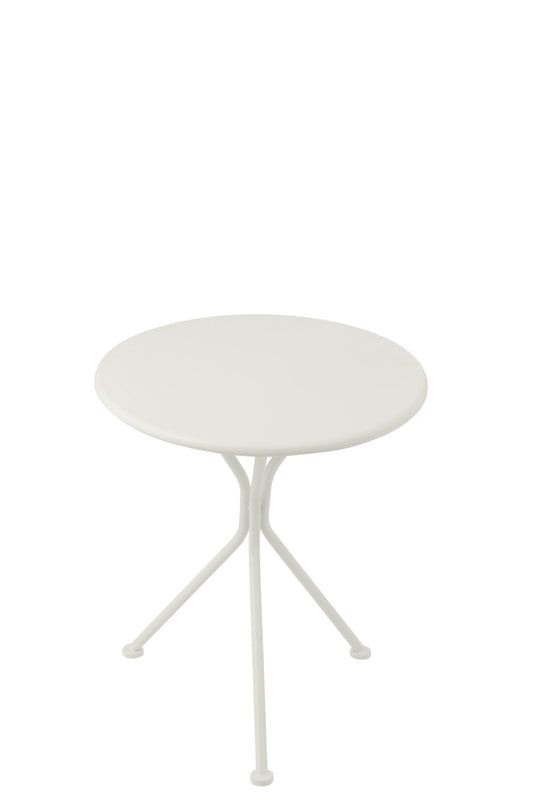 Garden Table Tripod Round Metal White Small